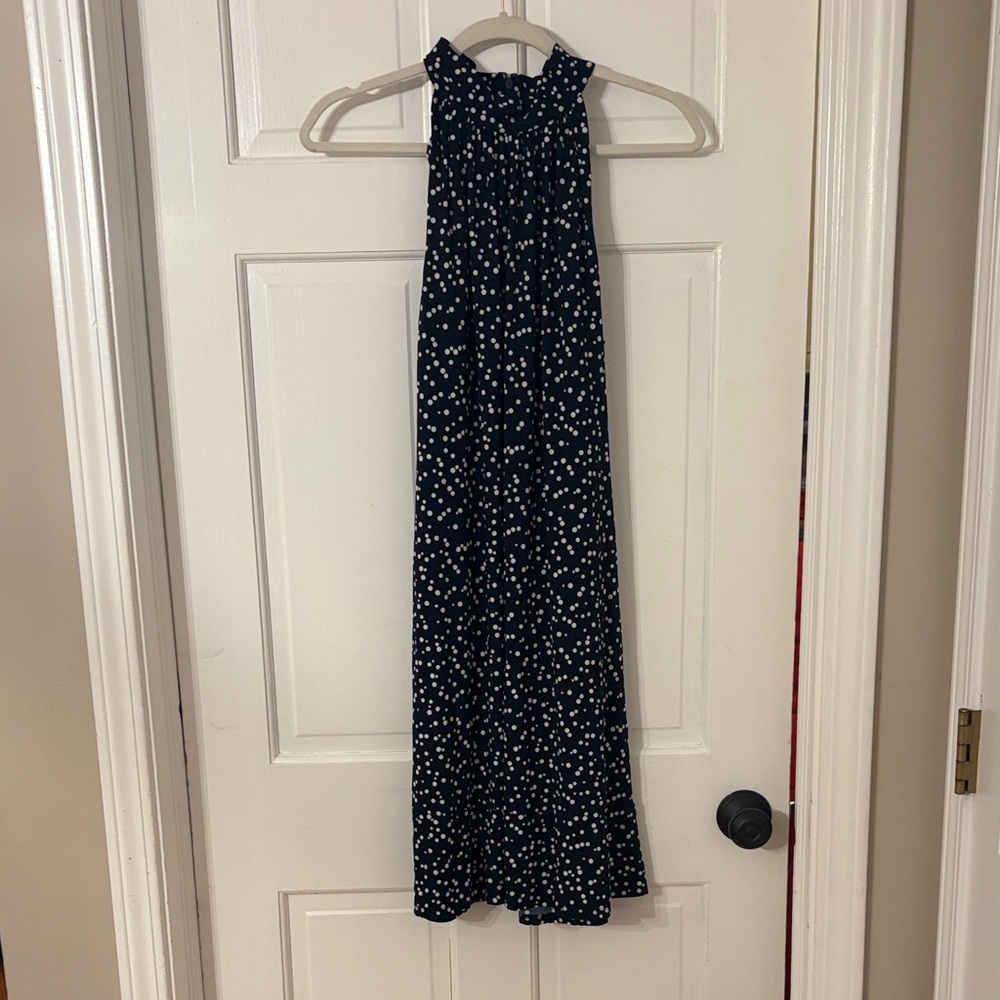 American Living Navy Polka Dot Dress